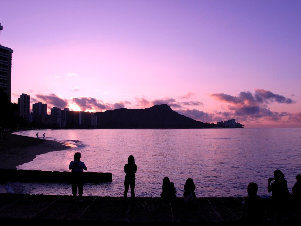 Diamondhead at sunrise Waikiki Hawaii