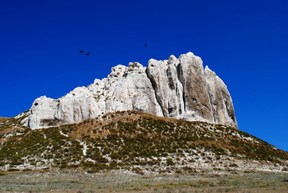 The rocky outcrop is located in the Upper Cretaceous