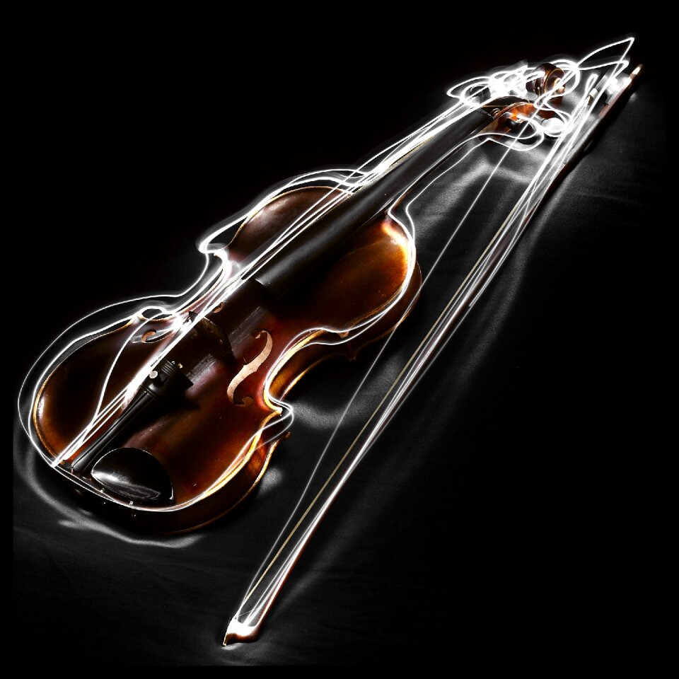 Violin music instrument of orchestra closeup photo