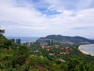 Panorama of the city from the park Luhuitou. Sanya, Hainan, China photo