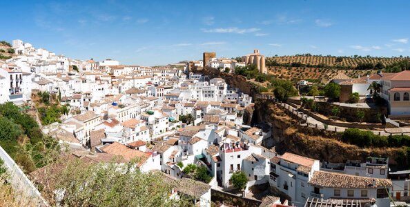 White houses in Setenil de las Bodegas small town, Spain