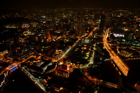 Aerial view of the Civic District, Singapore, at night