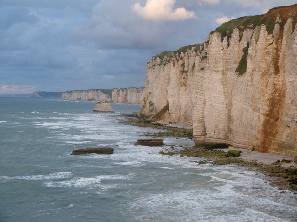 Chalk cliffs at Cote d'Albatre. Etretat, France