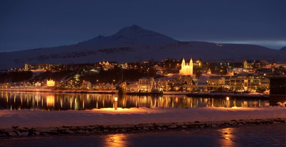 Night Town scape of Iceland