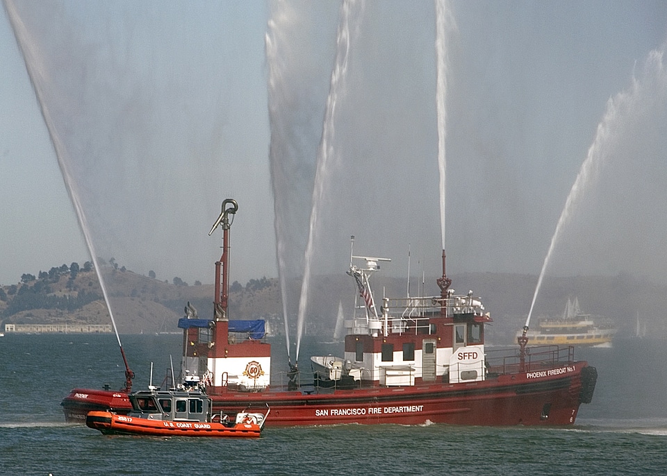 Water fireboats ships