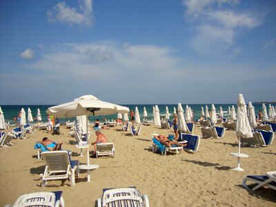 Crowded beach in Byala, Bulgaria