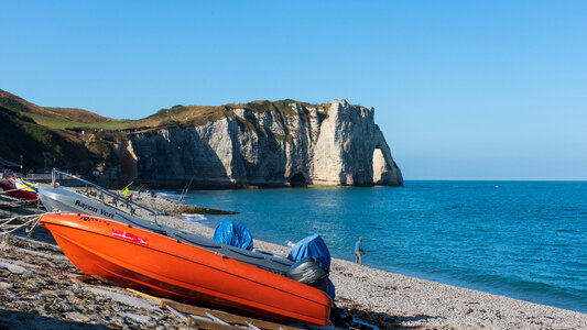 The chalk cliffs of Étretat, France