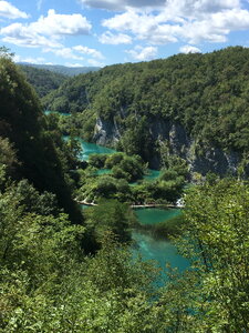 Boardwalk in the park Plitvice lakes, Croatia photo