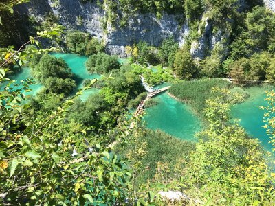 Boardwalk in the park Plitvice lakes, Croatia photo