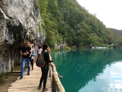 Boardwalk in the park Plitvice lakes, Croatia