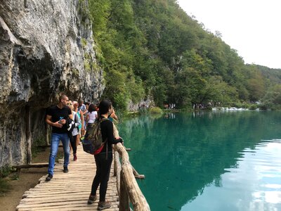 Boardwalk in the park Plitvice lakes, Croatia photo