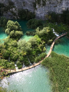 Boardwalk in the park Plitvice lakes, Croatia photo