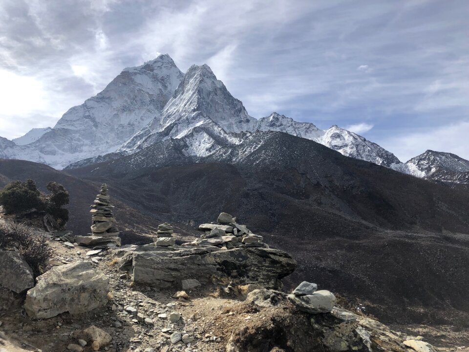 Trekkers walking on the way to Everest base camp, Nepal