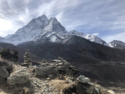 Trekkers walking on the way to Everest base camp, Nepal