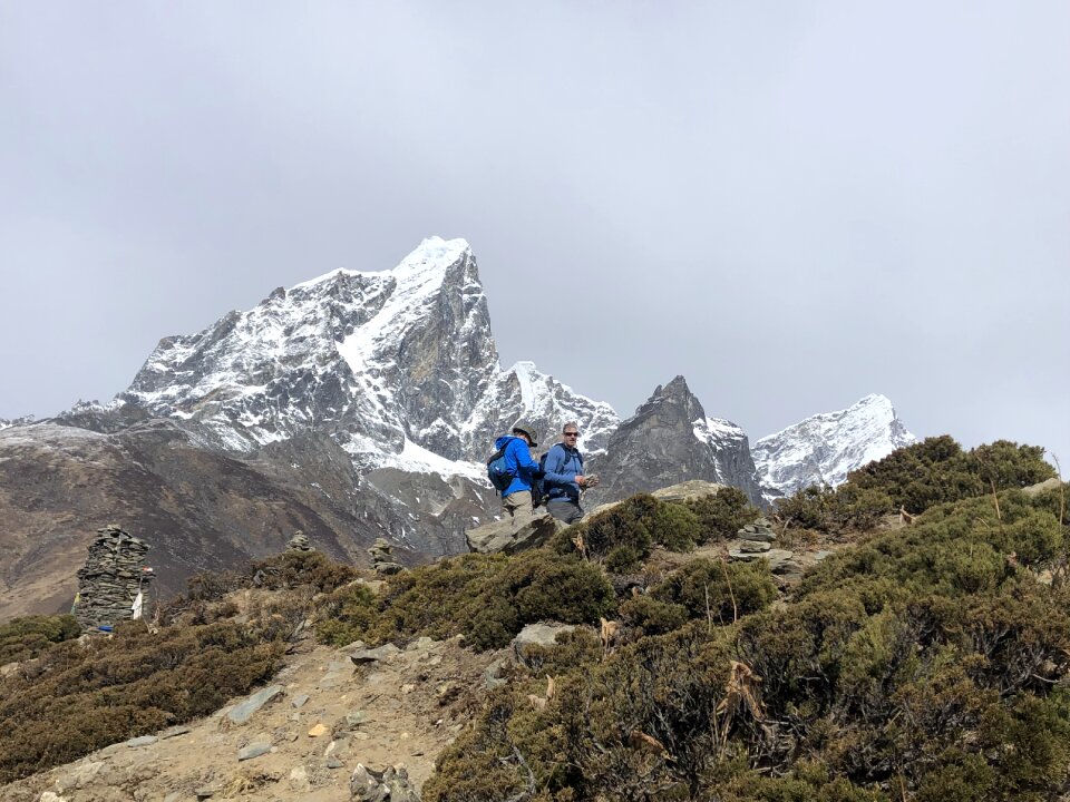 Trekkers walking on the way to Everest base camp, Nepal