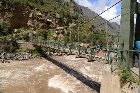 Backpacker walking on Inca Trail to Machu Picchu, Peru photo