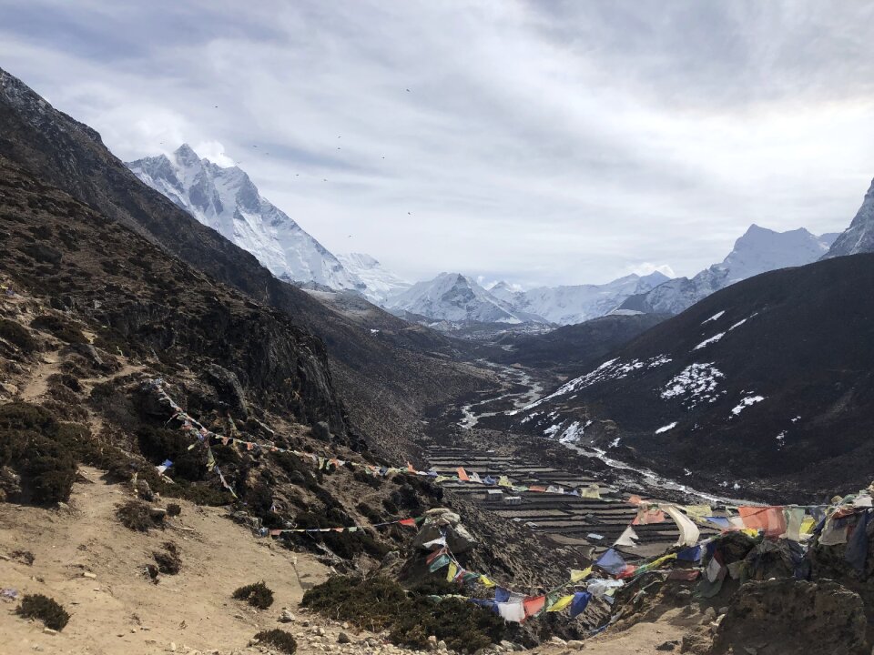 Trekkers walking on the way to Everest base camp, Nepal