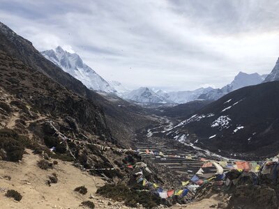 Trekkers walking on the way to Everest base camp, Nepal