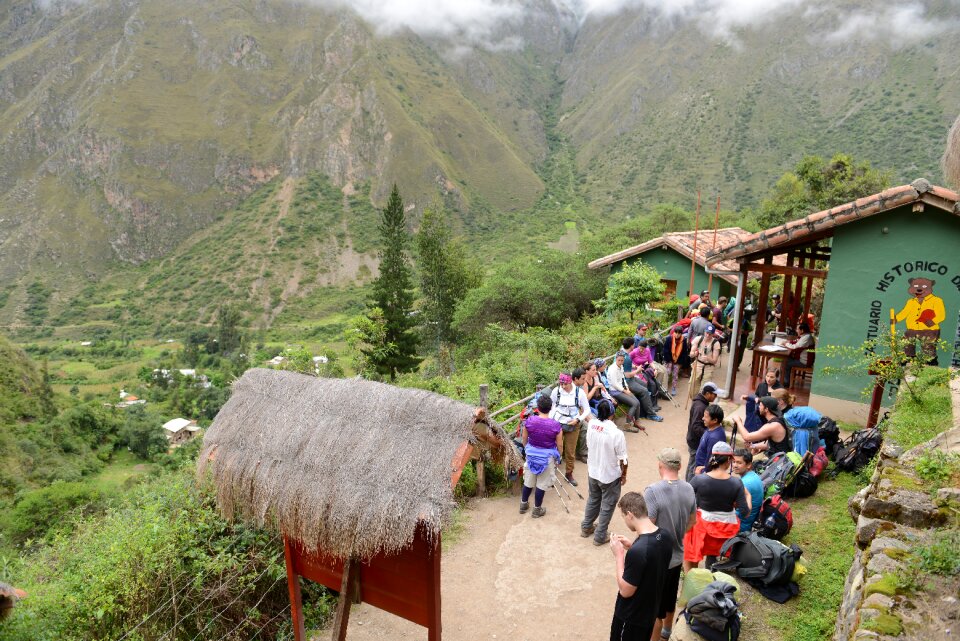 Backpacker walking on Inca Trail to Machu Picchu, Peru