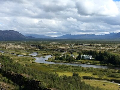 Typical Rural Icelandic Church, Cemetery And Houses
