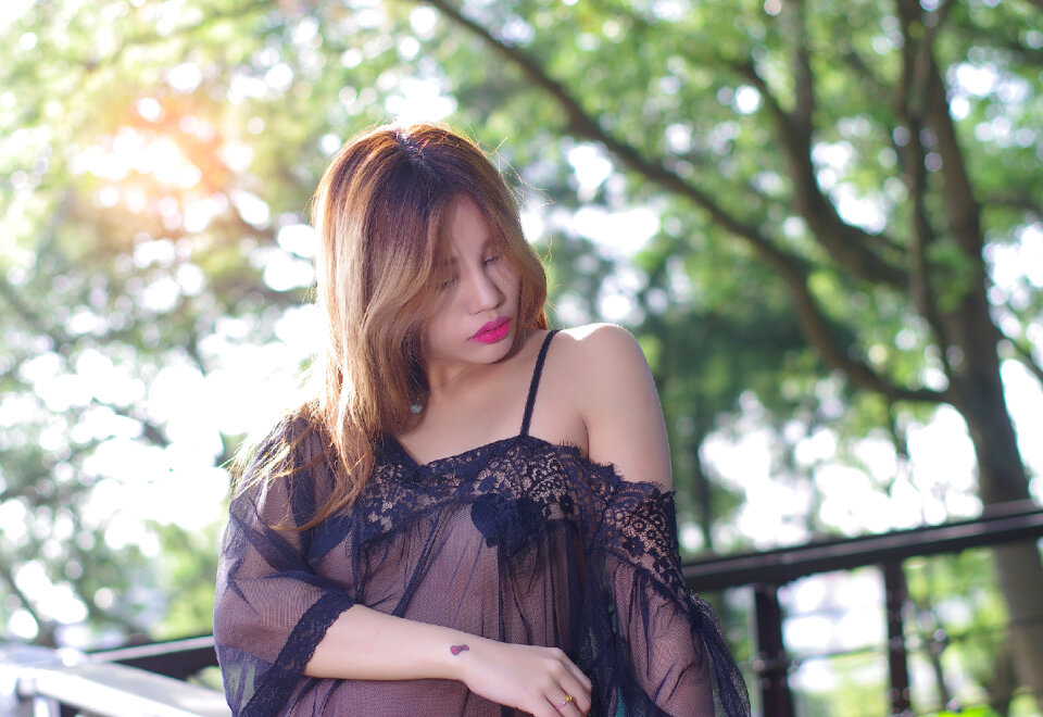 Asian beauty face closeup portrait with look sexy elegant lady