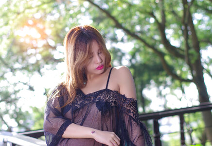 Asian beauty face closeup portrait with look sexy elegant lady