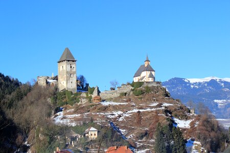 Castle and church on St.Peters mountain photo