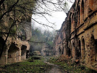 abandoned houses and ruined city