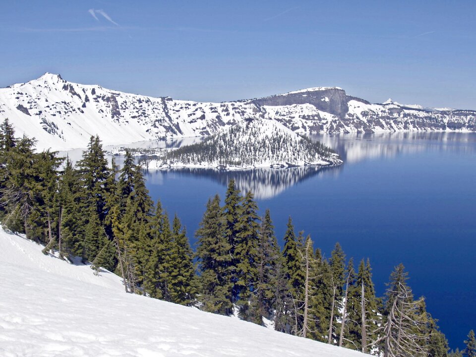 Winter Scene at Crater Lake Volcano