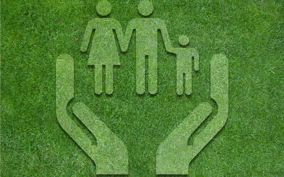 Ecology concept, Green family green world.