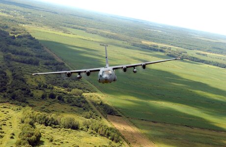 Aircraft C-130 flying in Minnesota