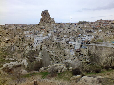 Turkish fortress Uchisar, landscape in Cappadocia, Turkey photo