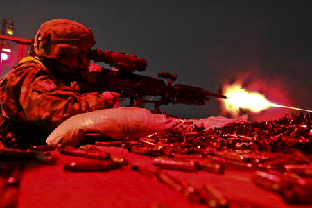 U.S soldier fires an M240B machine gun