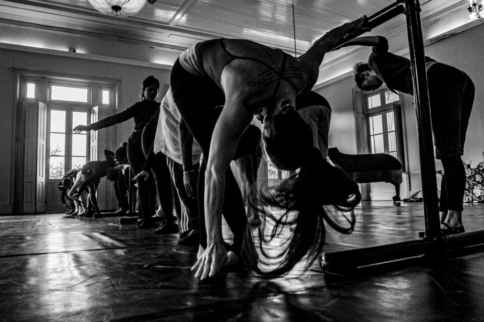young cute ballerinas perform exercises