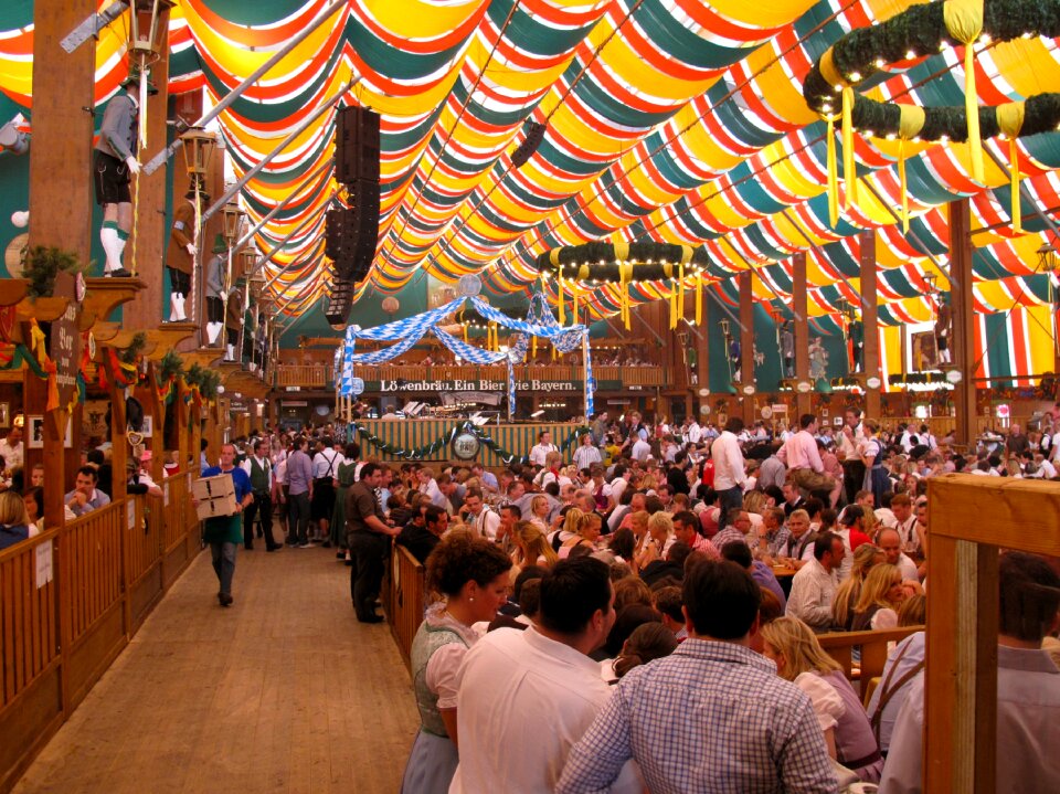 Loewenbraeu brewery at world biggest beer festival Oktoberfest i