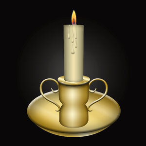 Candle on the old brass candlesticks