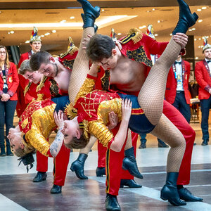 Cheerleader and dancer performing on stage