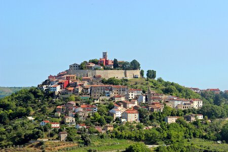 Medieval town Motovun on a top of a hill, Croatia photo