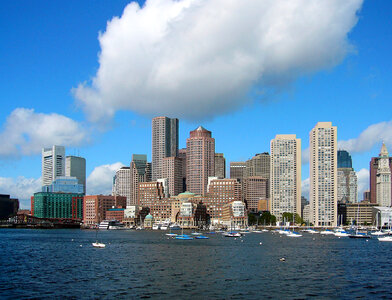 Boston Skyline with Financial District and Boston Harbor