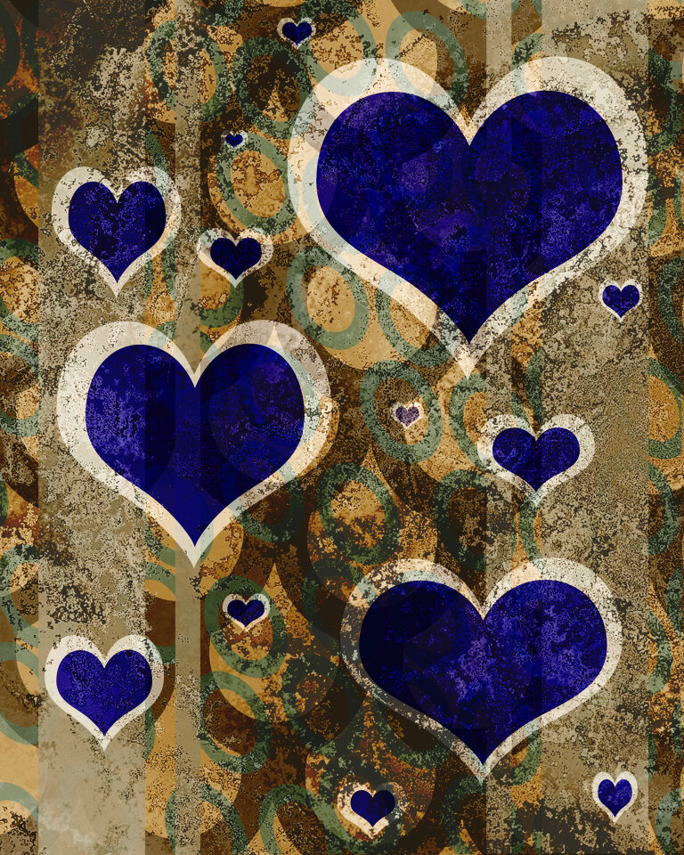 Distressed Hearts Blue