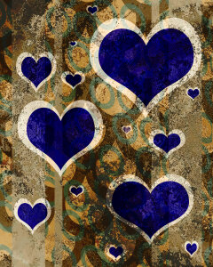 Distressed Hearts Blue