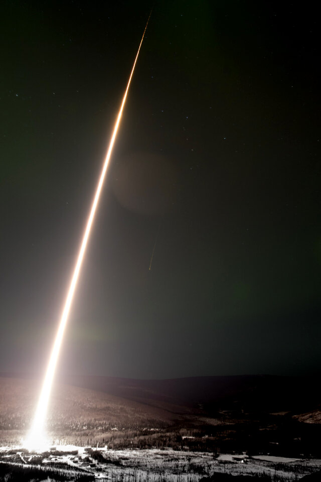 A Black Brant IX sounding rocket launches