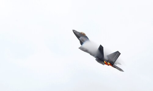 F-22 Raptor takes off for a training mission photo