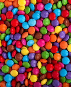 Colorful sugar coated chocolate buttons