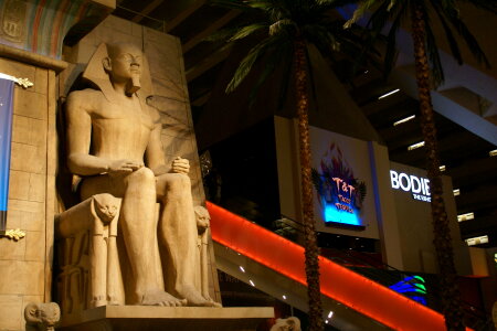 Fake pharaoh at the Luxor Hotel in Las Vegas, Nevada photo
