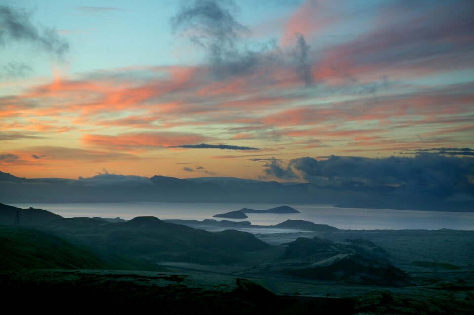 Iceland Landscape spring panorama at sunset