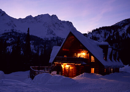 The night view in winter season in Furano, Hokkaido, Japan