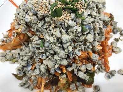 Raw Corbicula mix with seasoning