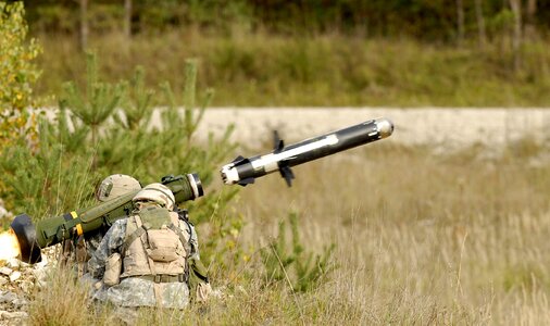 A soldier launches a Javelin anti-tank missile