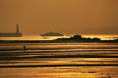 sunset over the Wash estuary mud flats